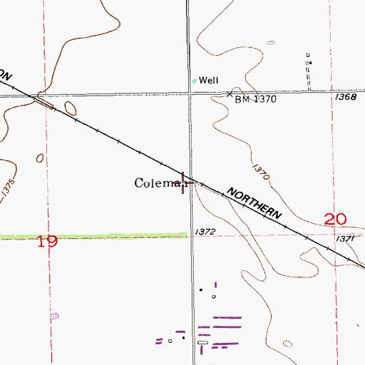 Topographic Map of Coleman, KS