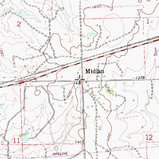 Topographic Map of Midian, KS