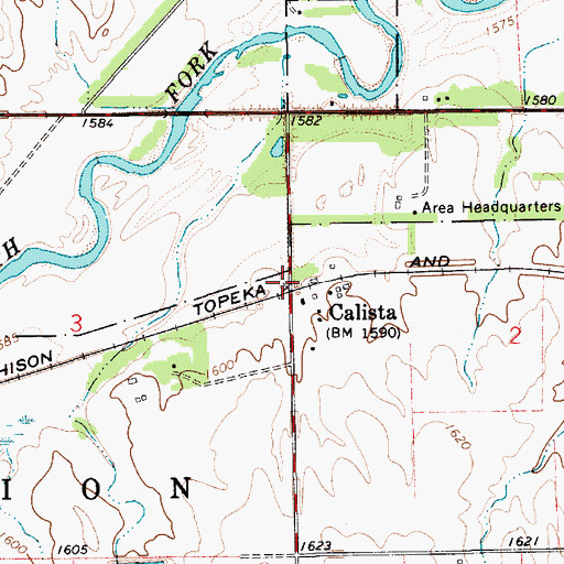 Topographic Map of Calista, KS