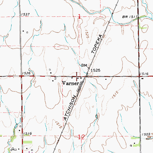 Topographic Map of Varner, KS