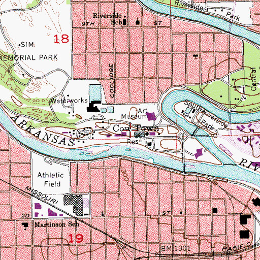 Topographic Map of Cow Town, KS