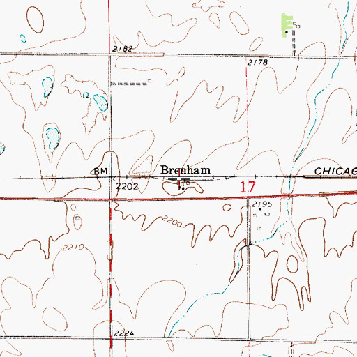 Topographic Map of Brenham, KS