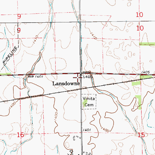 Topographic Map of Lansdowne, KS
