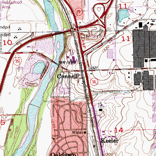 Topographic Map of Connell, KS