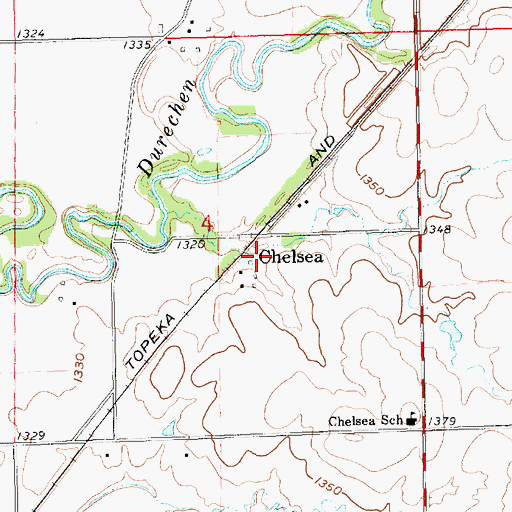 Topographic Map of Chelsea, KS