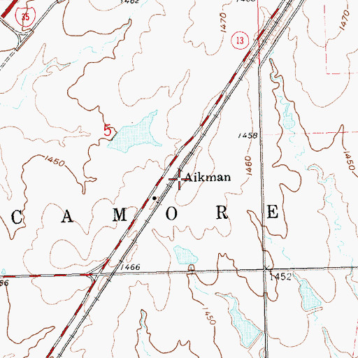 Topographic Map of Aikman, KS