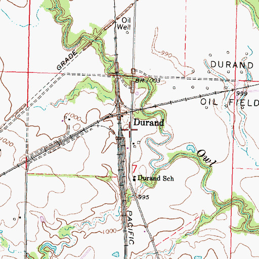 Topographic Map of Durand, KS