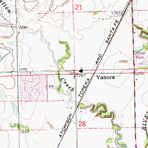 Topographic Map of Vanora, KS