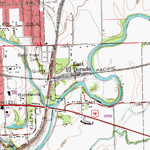 Topographic Map of East El Dorado, KS