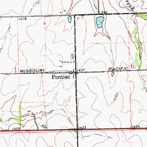 Topographic Map of Pontiac, KS