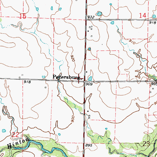 Topographic Map of Petersburg, KS