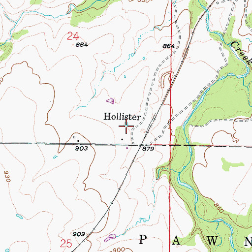 Topographic Map of Hollister, KS