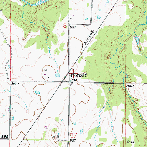 Topographic Map of Ronald, KS