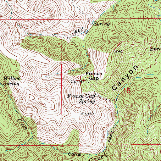 Topographic Map of French Gap, AZ