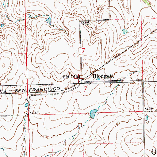 Topographic Map of Blodgett, KS