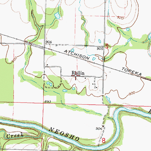 Topographic Map of Rollin, KS