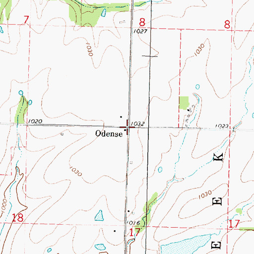 Topographic Map of Odense, KS