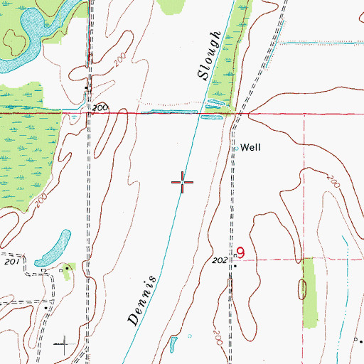 Topographic Map of Dennis Slough, AR