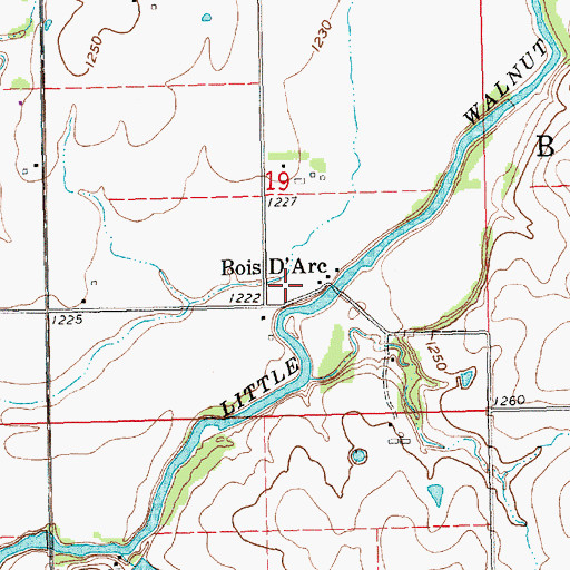 Topographic Map of Bois d' Arc, KS