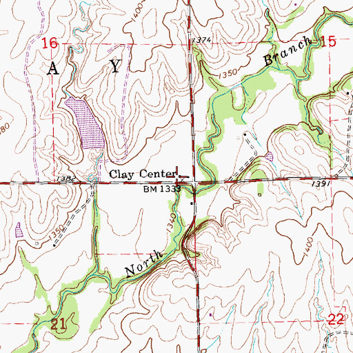 Topographic Map of Clay Center, KS