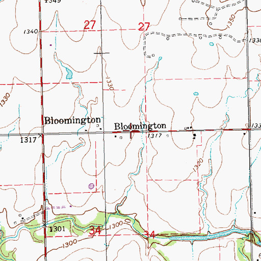 Topographic Map of Bloomington, KS