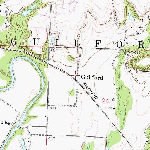 Topographic Map of Guilford, KS