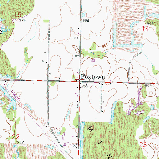 Topographic Map of Fox Town, KS