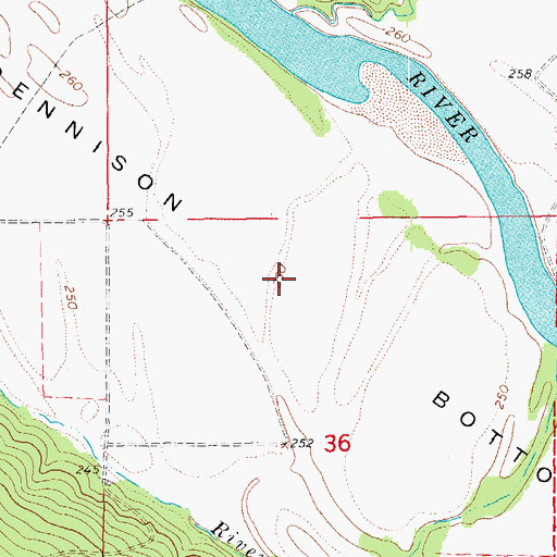 Topographic Map of Dennison Bottoms, AR