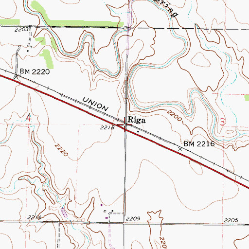 Topographic Map of Riga, KS
