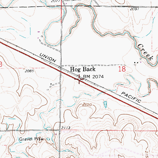 Topographic Map of Hog Back, KS