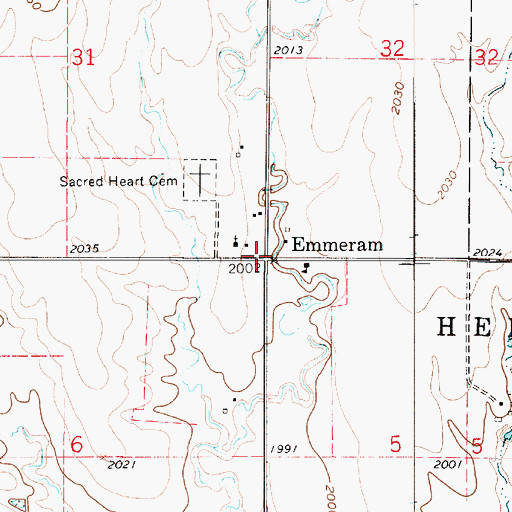Topographic Map of Emmeram, KS