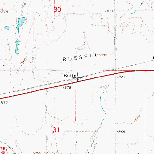 Topographic Map of Balta, KS