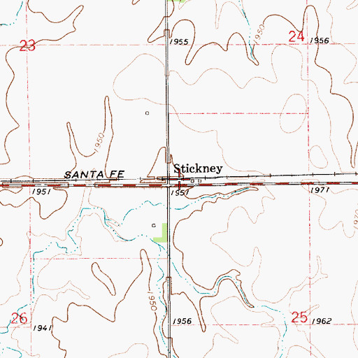 Topographic Map of Stickney, KS