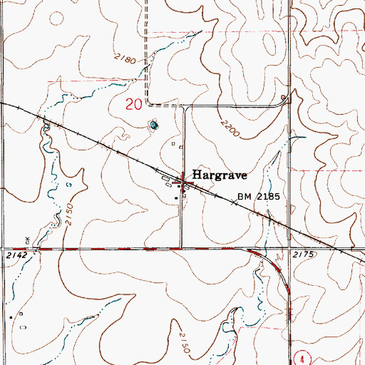 Topographic Map of Hargrave, KS