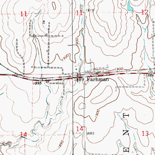 Topographic Map of Farhman, KS