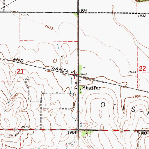 Topographic Map of Schaffer, KS