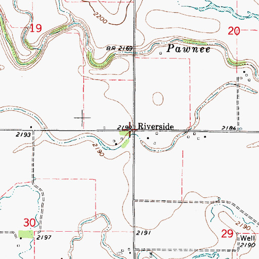 Topographic Map of Riverside, KS