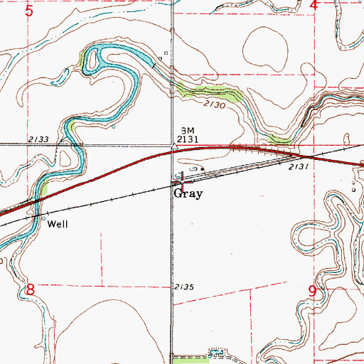 Topographic Map of Gray, KS