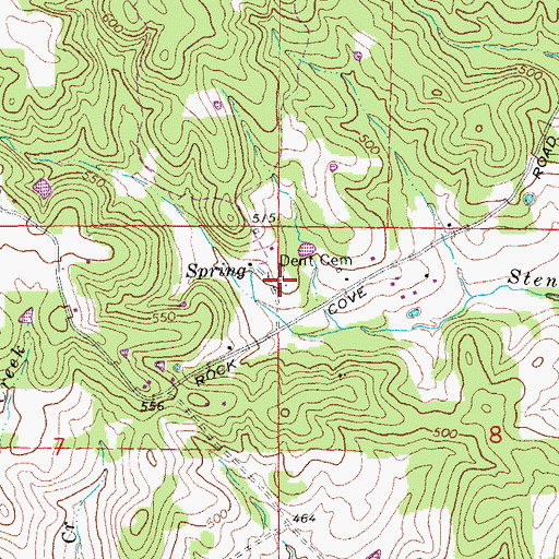 Topographic Map of Dent Cemetery, AR