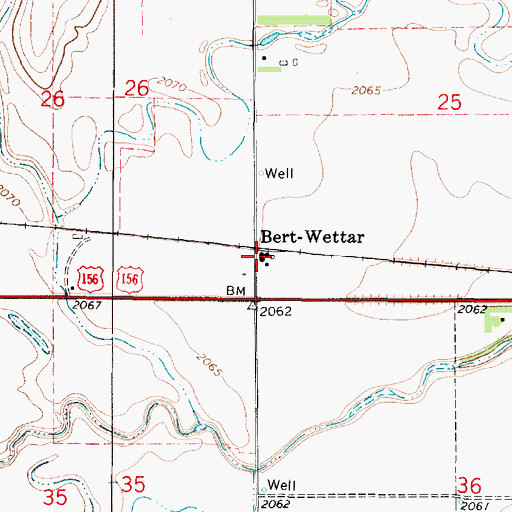 Topographic Map of Bert Wettar, KS