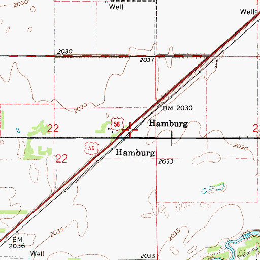 Topographic Map of Hamburg, KS