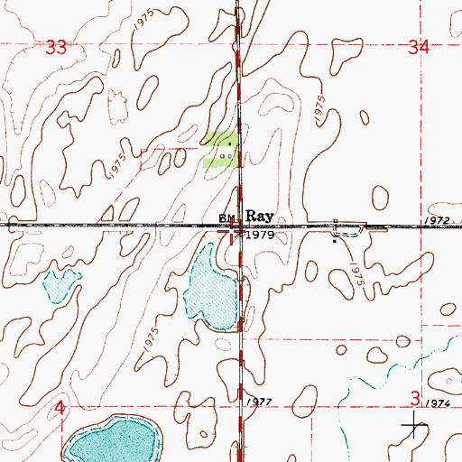 Topographic Map of Ray, KS