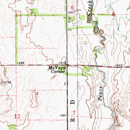 Topographic Map of McVays Corner, KS