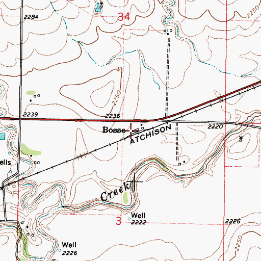 Topographic Map of Bosse, KS