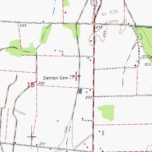 Topographic Map of Denton Cemetery, AR