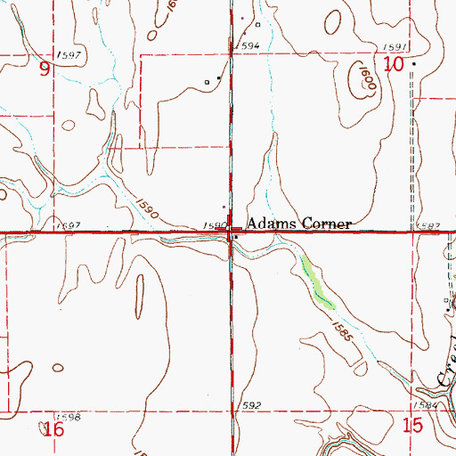 Topographic Map of Adams Corner, KS