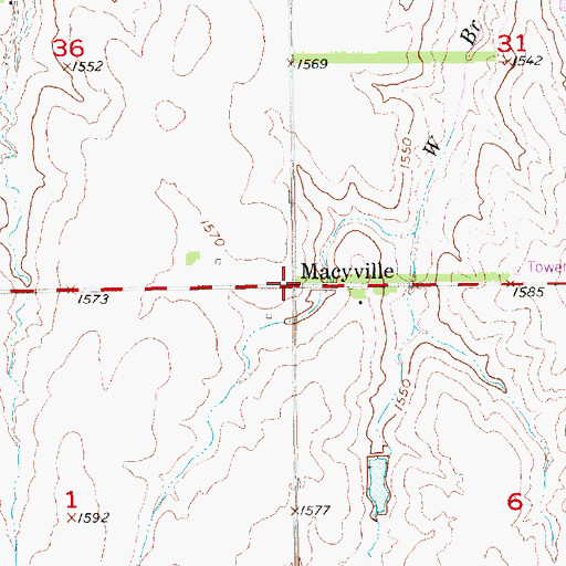 Topographic Map of Macyville, KS