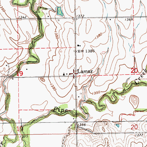 Topographic Map of Lamar, KS
