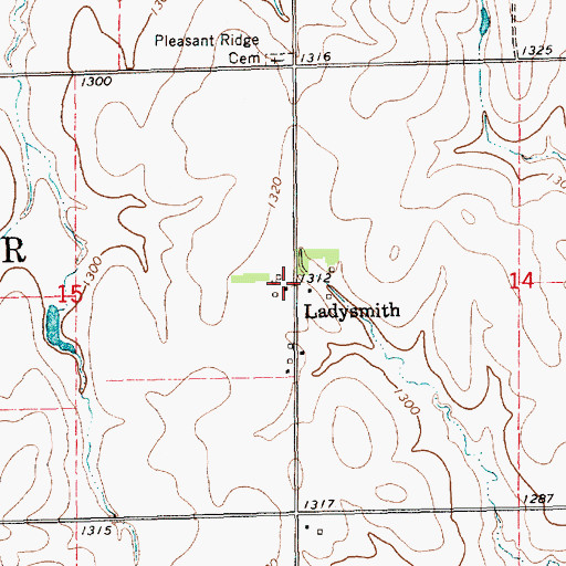 Topographic Map of Ladysmith, KS