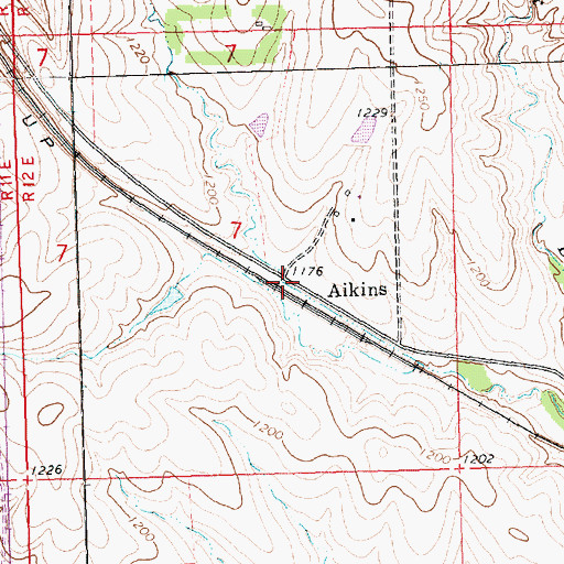Topographic Map of Aikins, KS